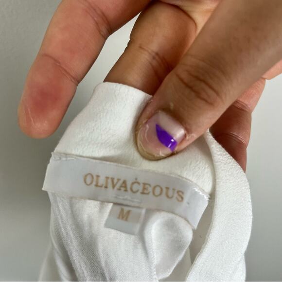 Olivaceous White Mini Skirt Side Slit Women's Medium Coquette Cottagecore - Picture 5 of 6